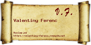 Valentiny Ferenc névjegykártya